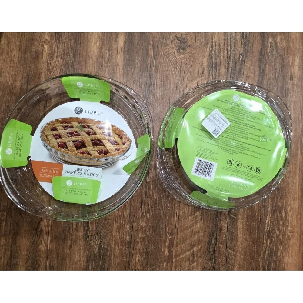 Set of 2 Libbey Glass Pie Dishes Ridged 9.5 In X 1.6 in